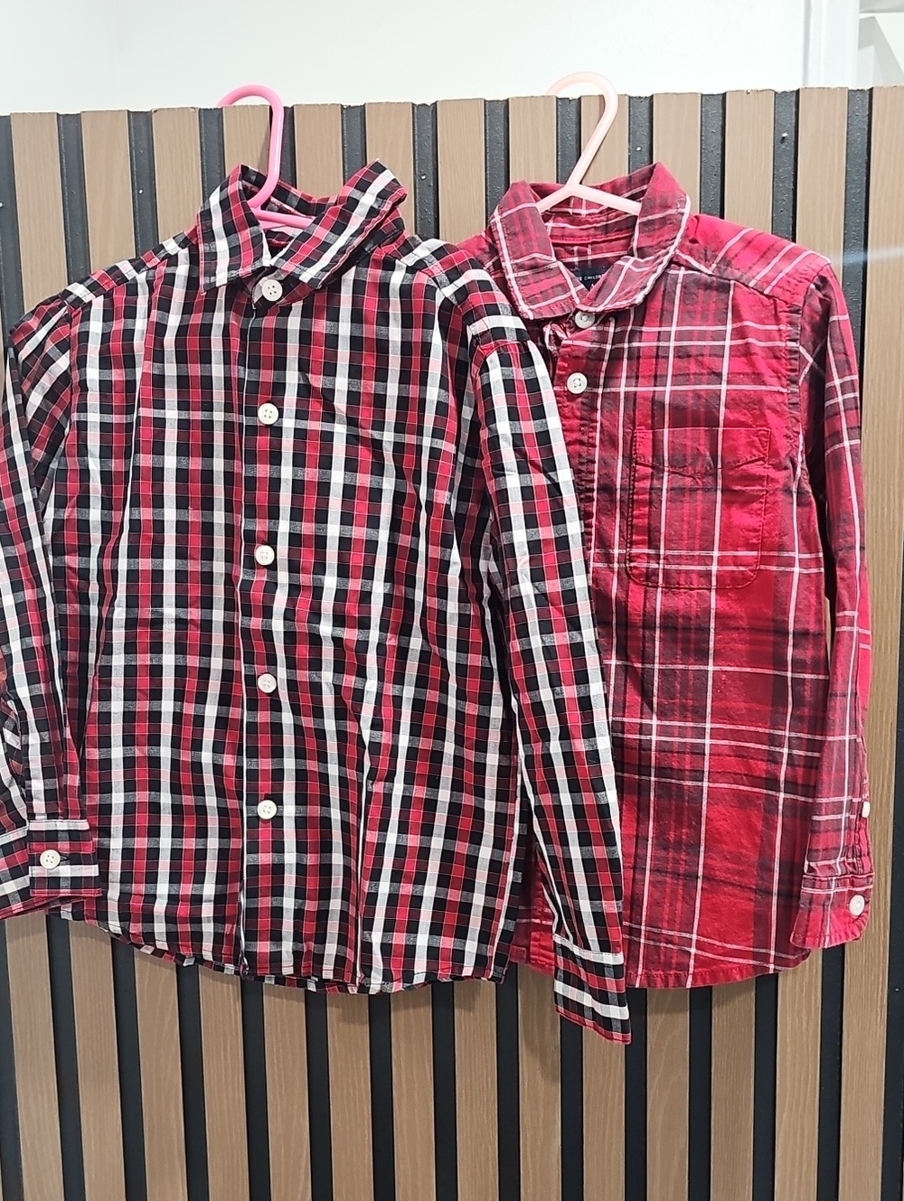 Toddler Boys Red Plaid Casual Button-Down Long-sleeve Shirt Size 4T